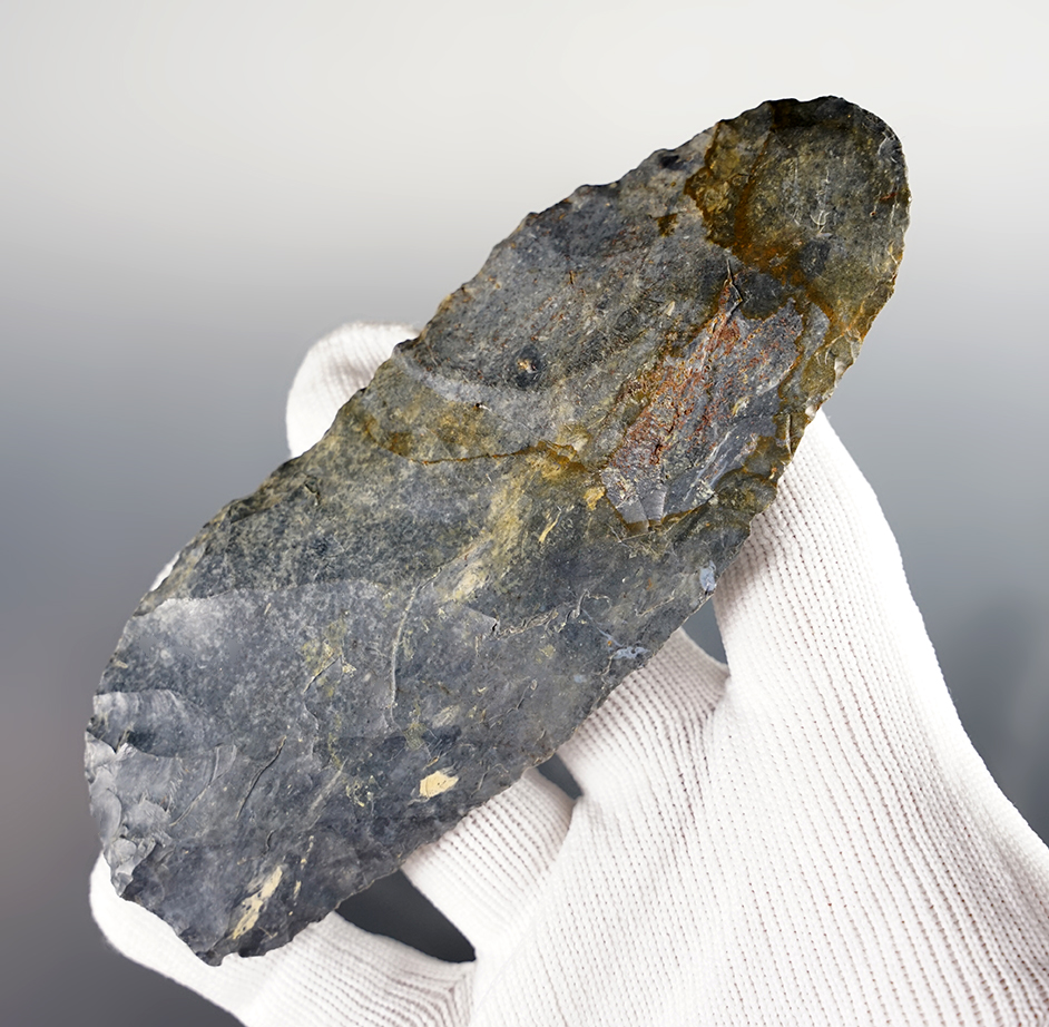 Large 5" Ohio Paleo Knife made from a beautiful grade of Coshocton Flint. 