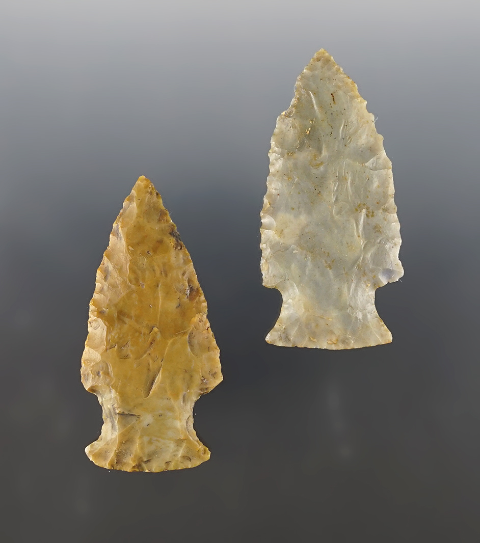 Pair of nicely made Ohio Hopewell points. The largest is 2 7/16".