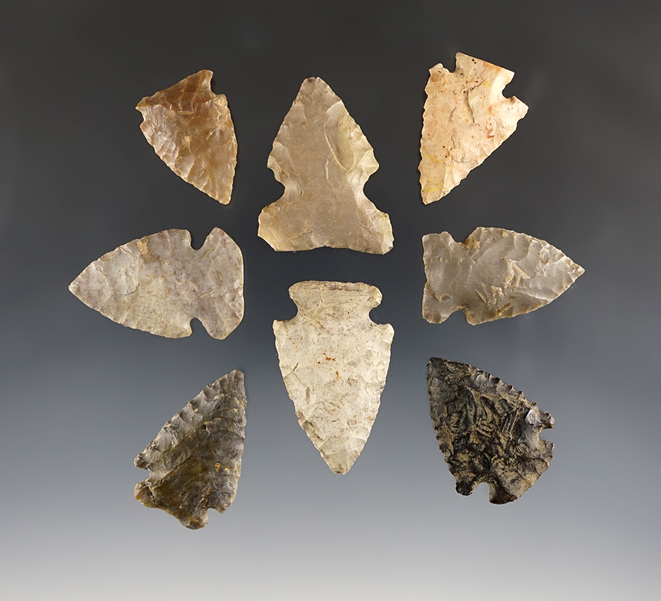 Set of 8 Ohio points including a nicely made miniature Dovetail. The largest is 1 13/16".