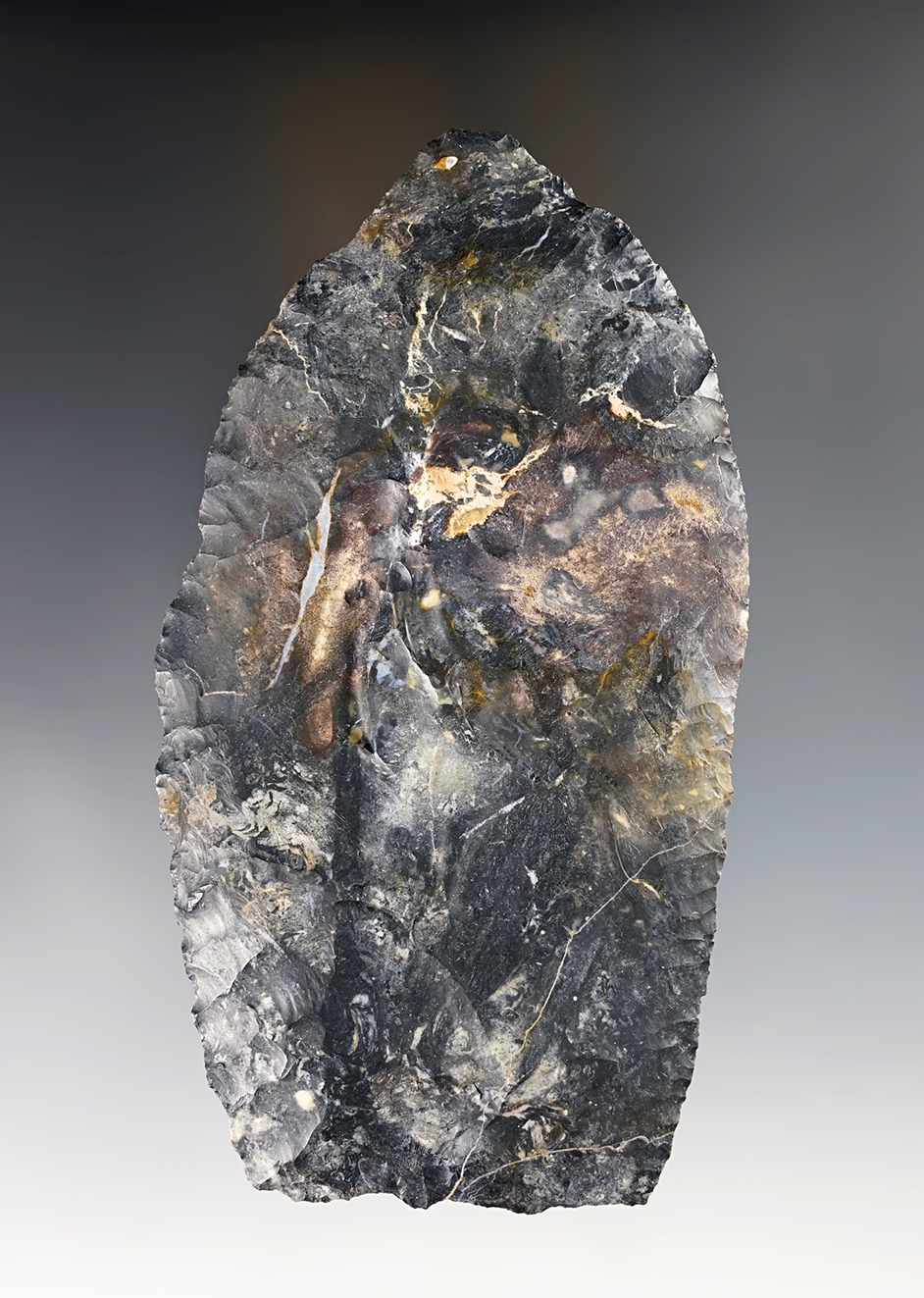 4 3/4" Paleo Blade found in Morrow Co., Ohio. Excellent edgework. Made from Coshocton Flint.