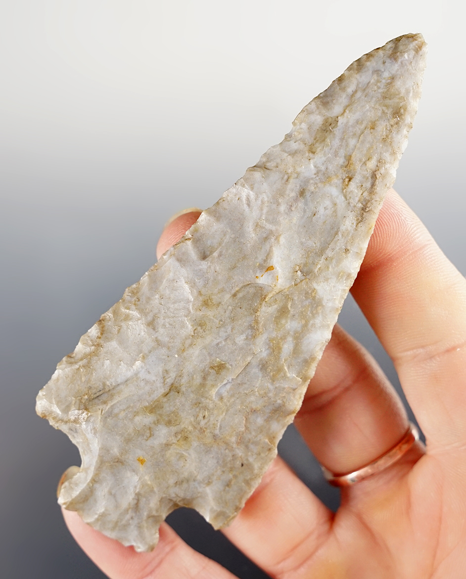 4 1/16" Hopewell found near Bull Creek by Russell Sinsley, Columbiana Co., Ohio. Bennett COA.