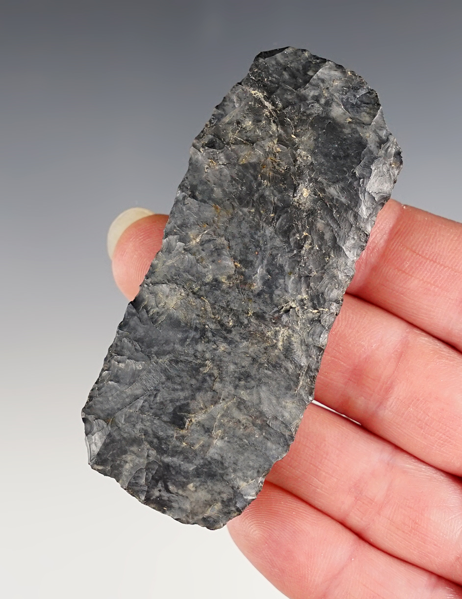 Nice 3 1/16" Paleo Square Knife found in Ashland Co., Ohio. Made from Coshocton Flint.