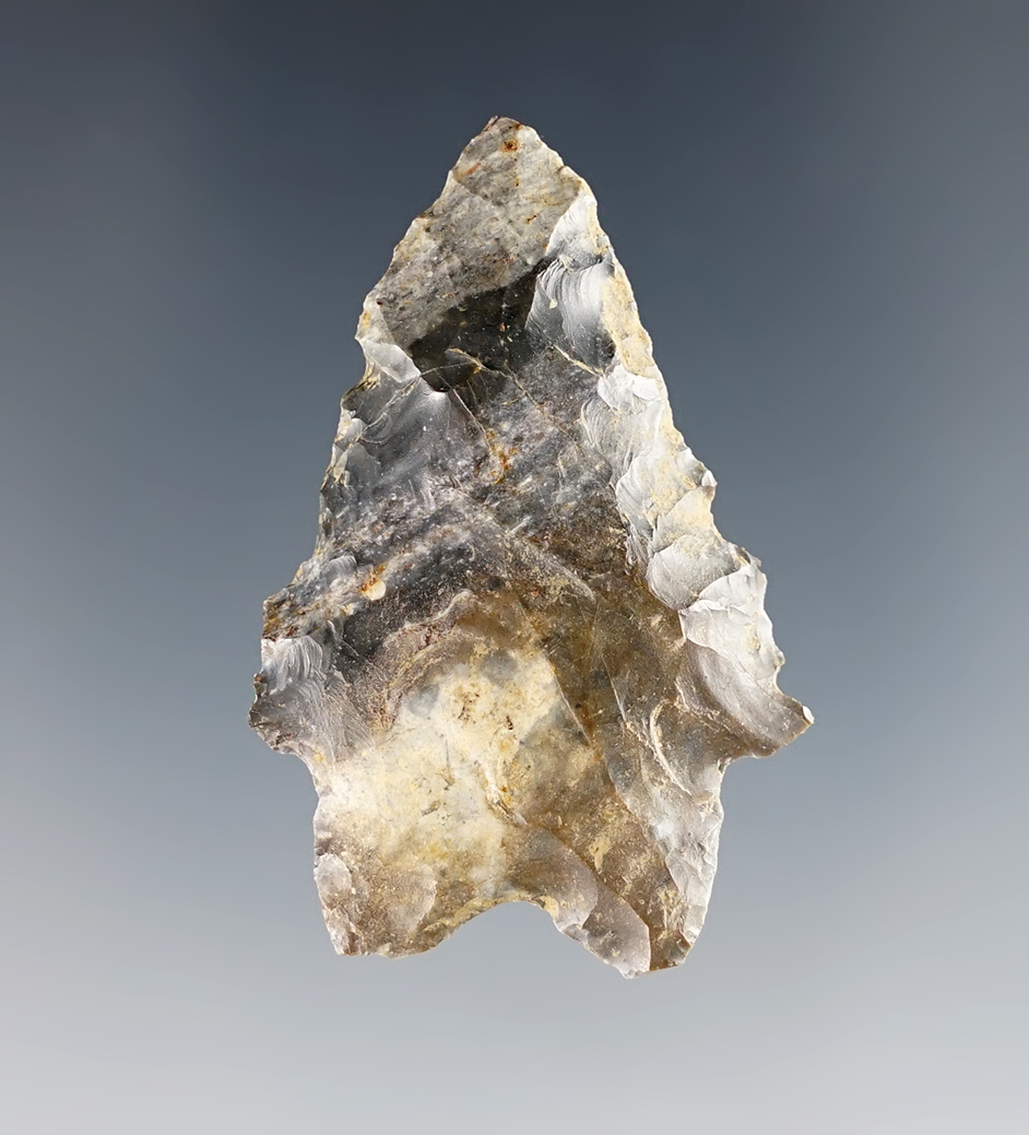 1 7/8" Ohio Paleo Transitional point made from beautiful grade of Coshocton Flint.
