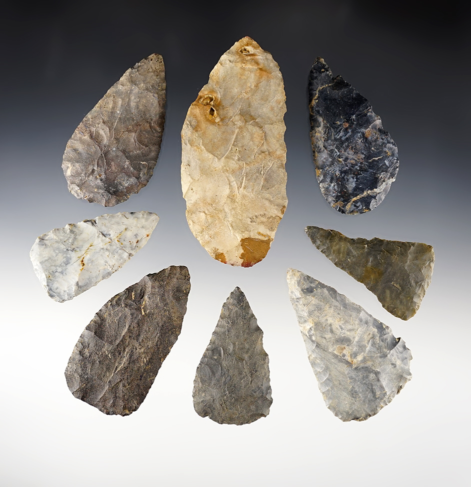 Set of 7 nice Ohio Knives and Blades. Most are made from Coshocton Flint. 