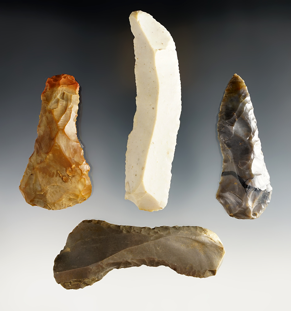 Set of 4 Paleo Tools found in Ohio. The largest is 4 5/16".
