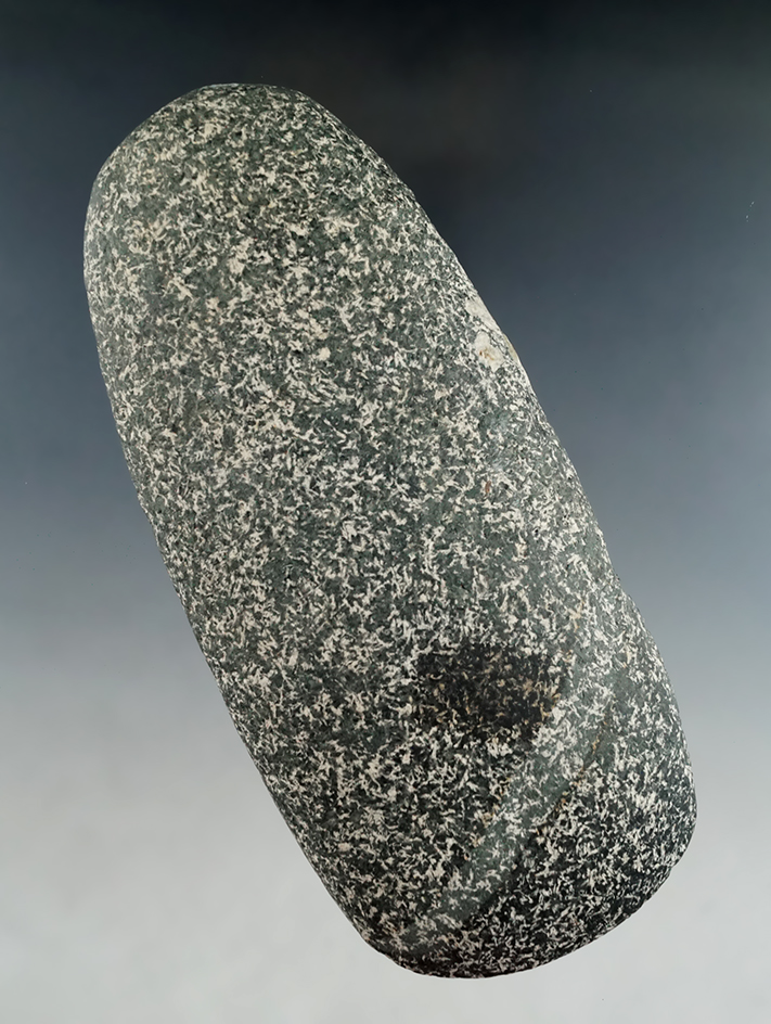 6 1/8" Straw Granite Celt with nice use polish to bit, found in Miami Co., Ohio.