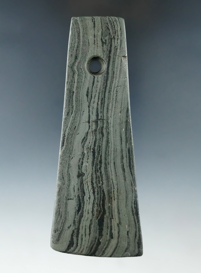 Beautifully banded 4 5/8" Trapezoidal Pendant found in Ross Co., Ohio.  Ex. Chris Shoe.