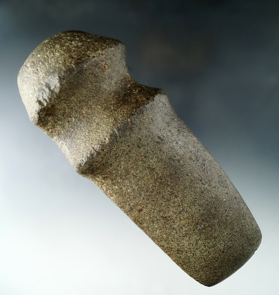 7 1/8" Long 3/4 Grooved Raised Ridge Axe found by Pete Oda, Montgomery Co., Ohio.  Ex. Camplin.