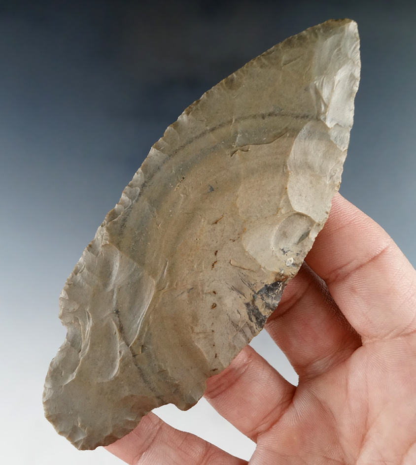 4 5/8" Hornstone Adena found in Kentucky, excellent bullseye pattern in flint.