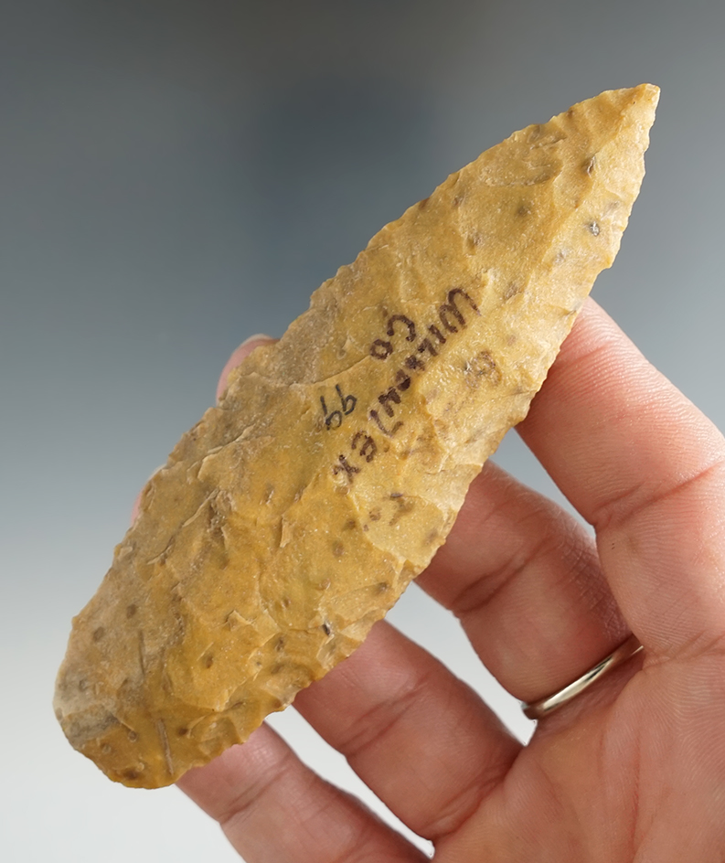 5" Archaic Knife - Petrified Palmwood - Wilson Co., TX . Comes with a Rogers hand-drawn COA