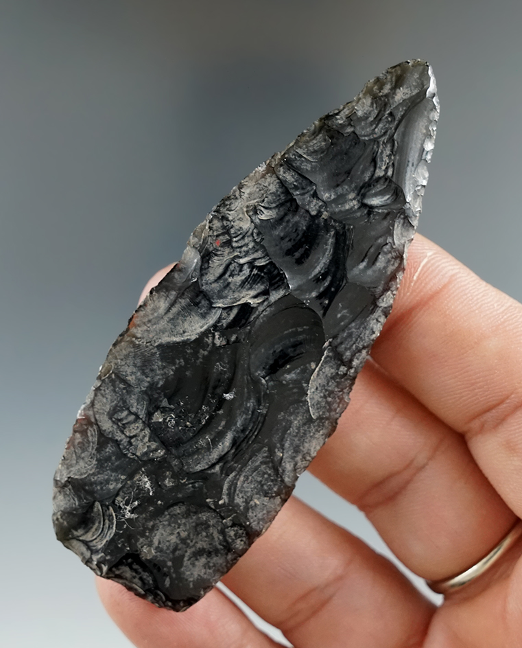 3 1/16" Owl Cave made from Obsidian, found in Warner Valley, Oregon Rogers & Jackson COA's.