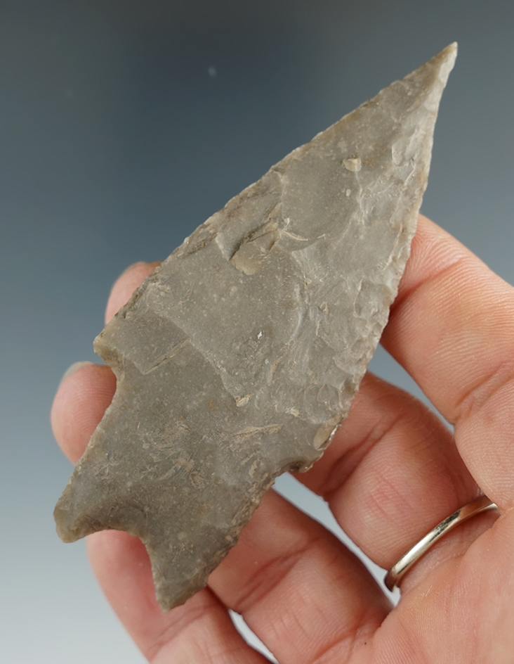 3 3/8" Pedernales point with a needle tip and nice flaking found in Texas.
