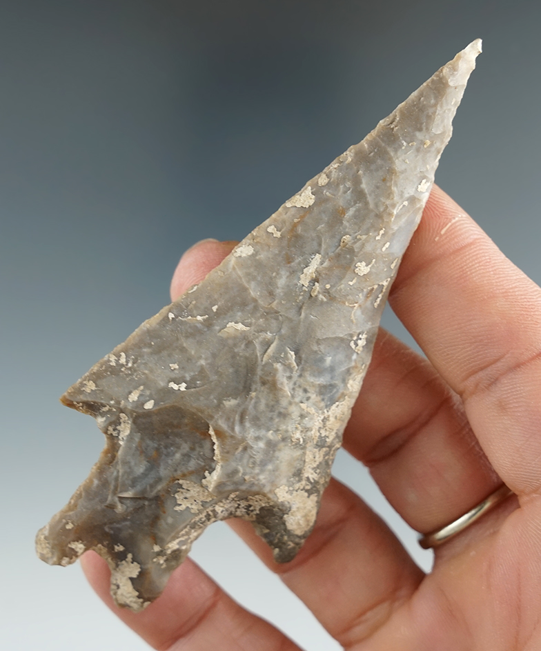 3 3/4" Pedernales point with nice mineral deposits on surface found in Texas.