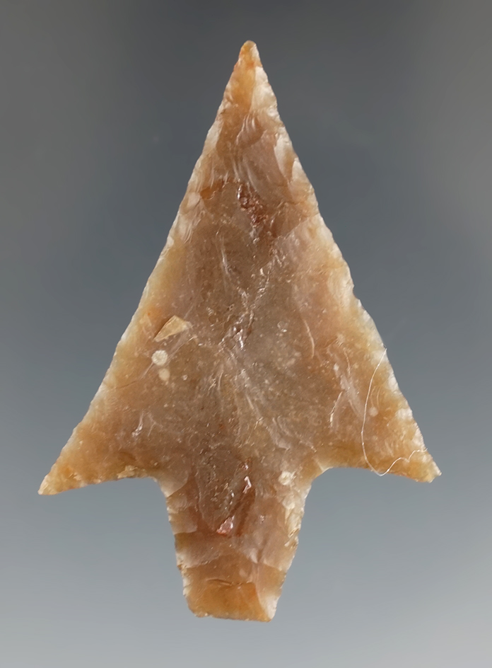 2 1/4" Langtry made from Edwards Plateau Flint, found in Texas. Comes with a Bennett COA.
