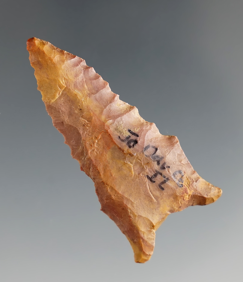 2" Dalton made from Jasper, found in Jo Daviess Co., Illinois. Comes with a Partain COA.