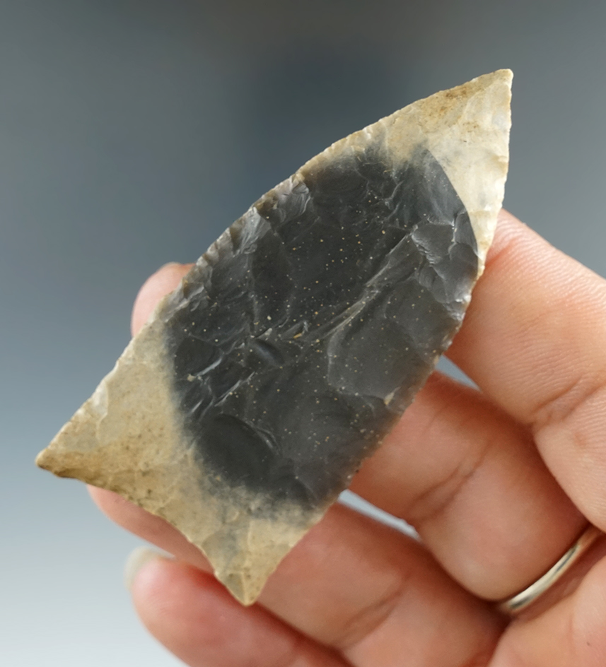 2 5/8" Copena made from Wayne County Chert, found in Pulaski Co., Kentucky.  Davis G-10 COA.