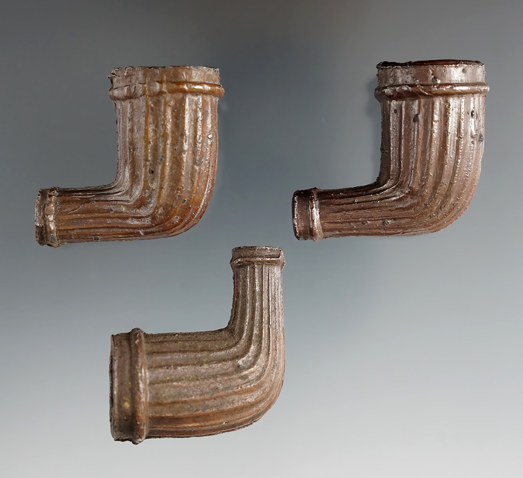 Set of 3 Clay Trade Pipes found in the U.S. circa 1800's. Comes with a Bennett COA.