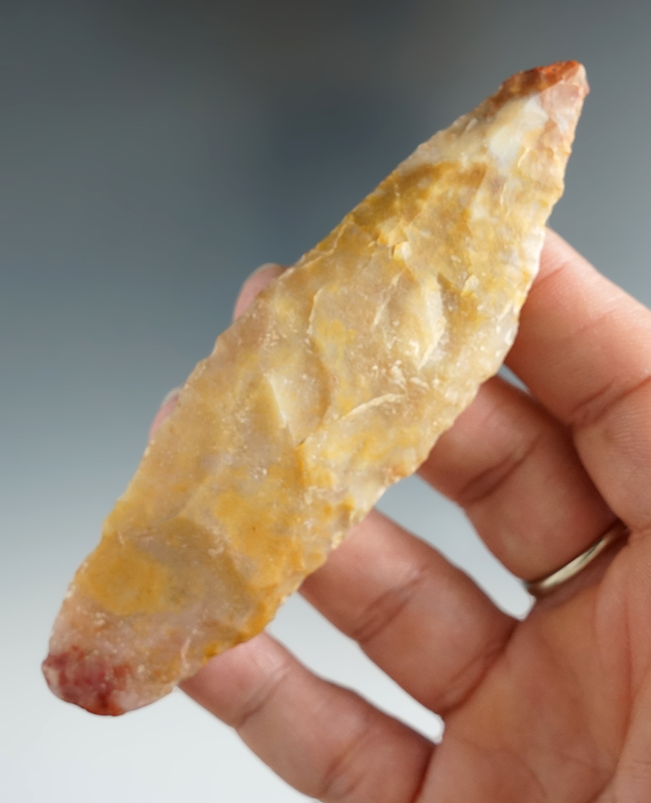 4 1/8" Lake Mojave made from multi-colored Chalcedony. Found near Crump Lake, Lake Co., Oregon. Ex.