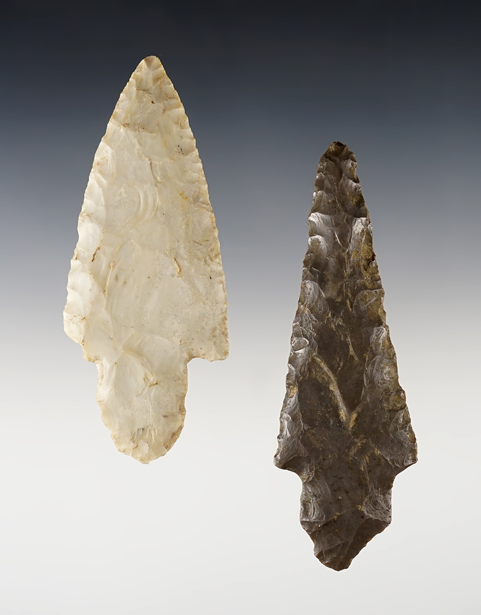 Pair of nicely made Adena points found in the Ohio/Kentucky area. The largest is 4".