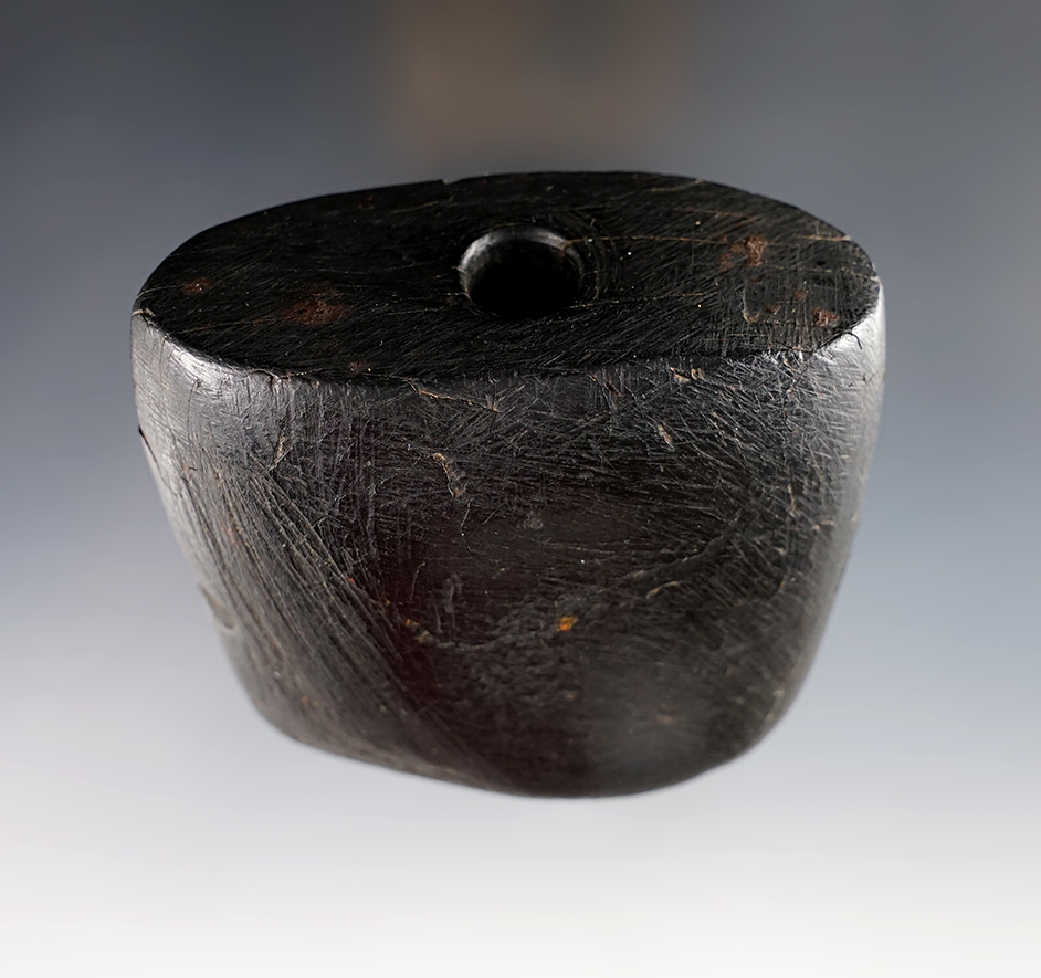 2 3/4" Bannerstone Preform made from Cannel Coal. Ex. Bill Pinkston.